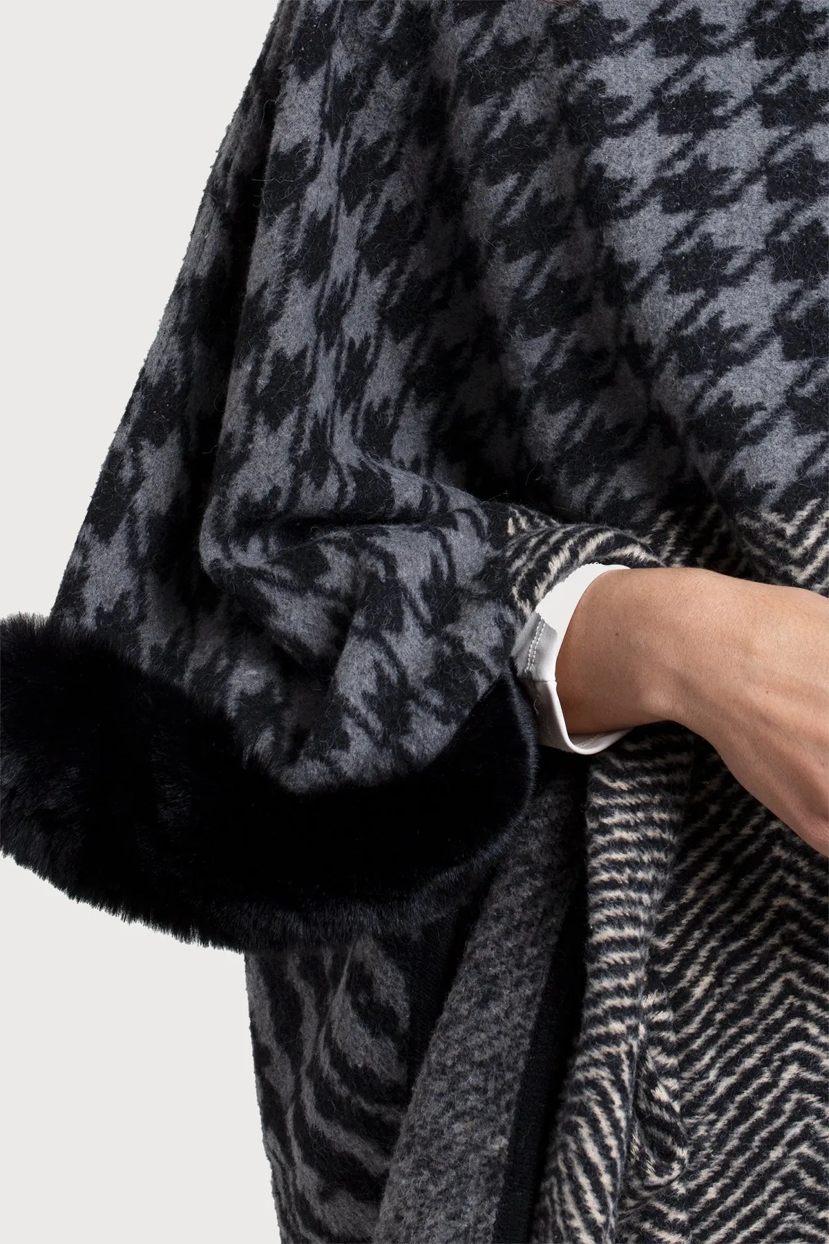Faux Fur Kimono Multi Patterned