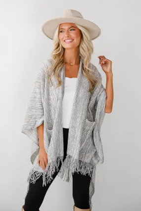 FINAL SALE - Cozy Afternoon Ivory Knit Fringe Shawl