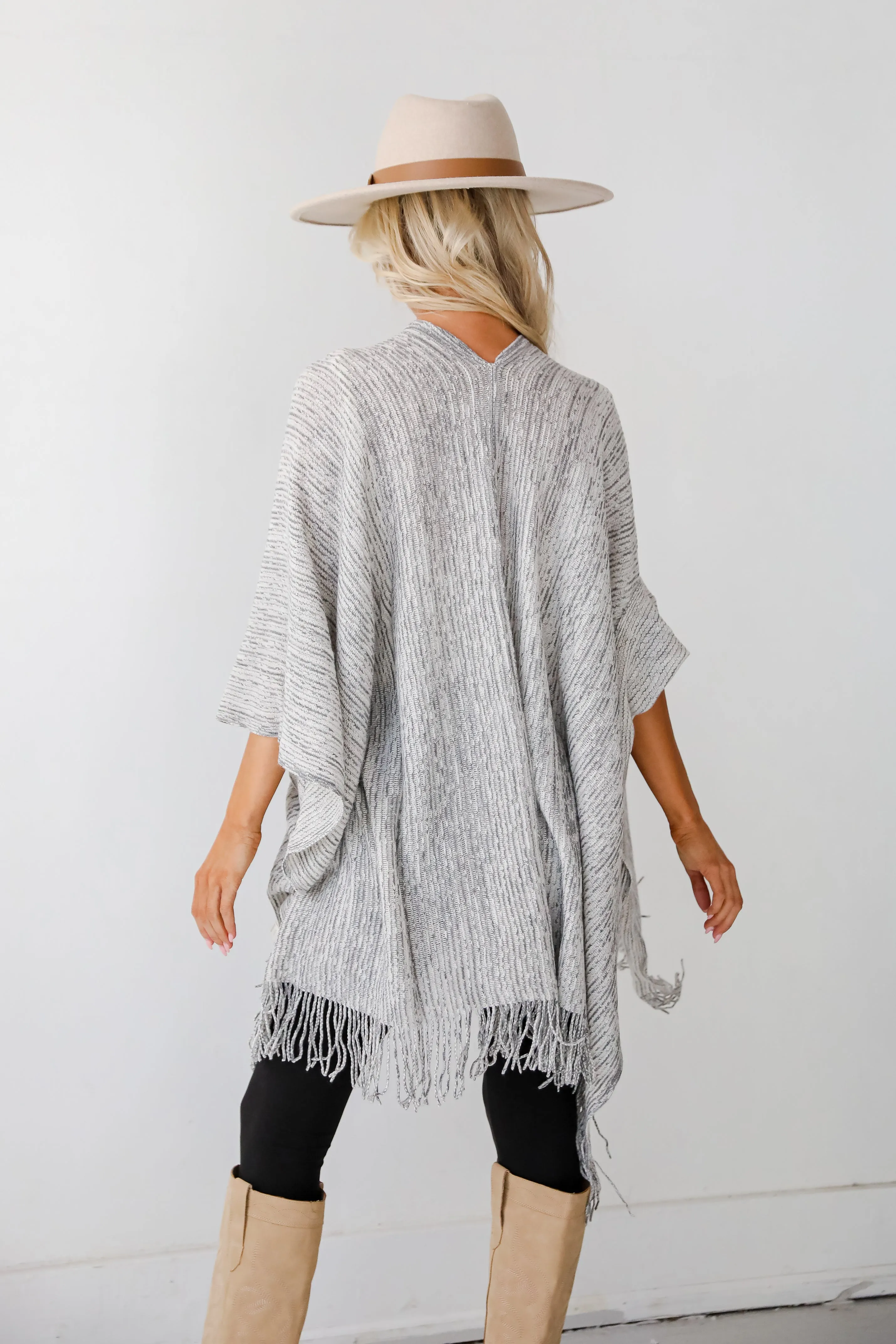 FINAL SALE - Cozy Afternoon Ivory Knit Fringe Shawl