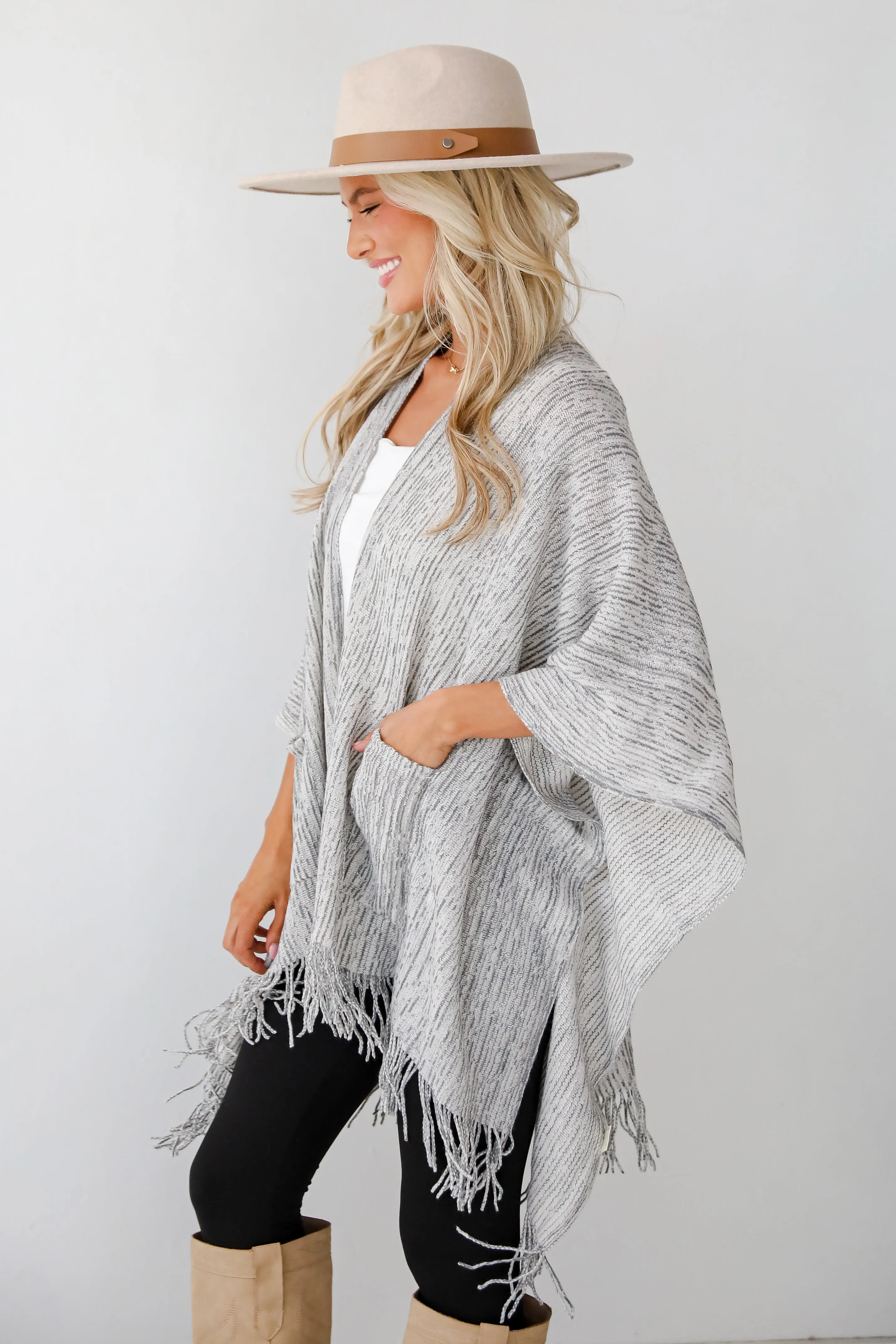 FINAL SALE - Cozy Afternoon Ivory Knit Fringe Shawl
