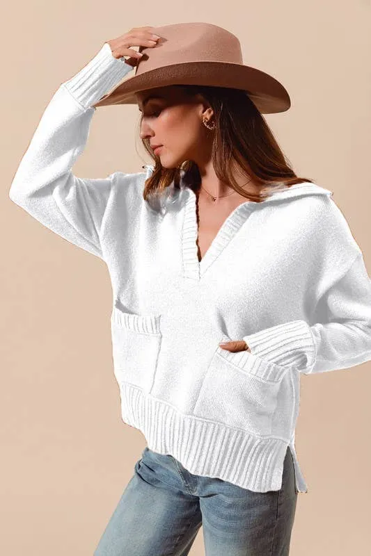 Flap Collar Sweater Pullover Top