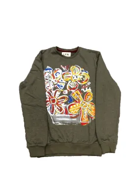 Floral Crew Sweatshirt - Olive