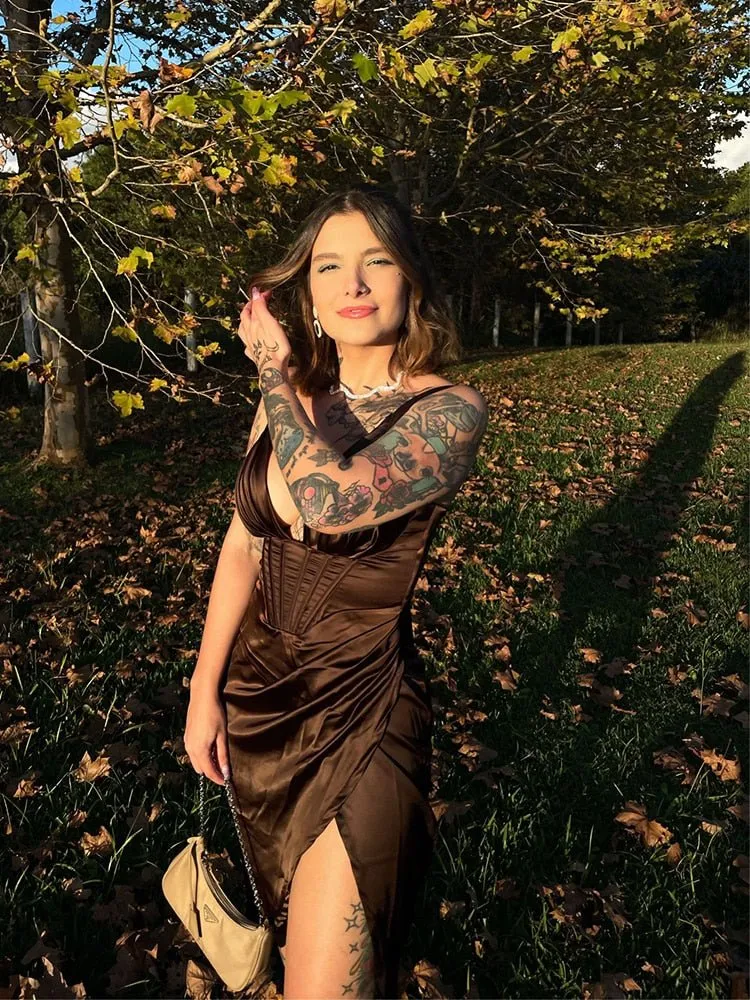 Formal Dresses for Women - M2k Trends Satin Bodycon Dress