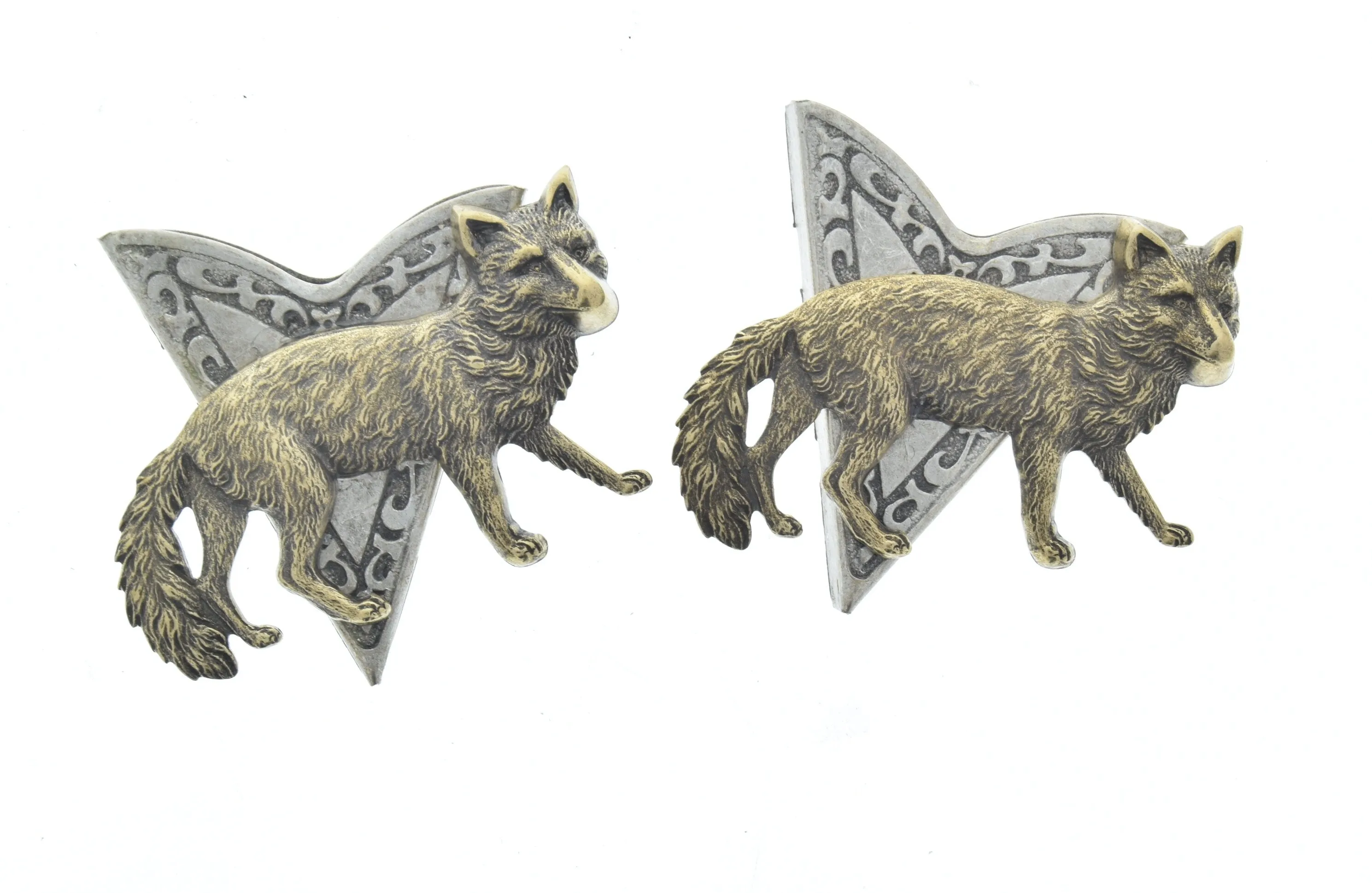 Fox or Bear Western Collar Tips, 1 pair, Made in USA,