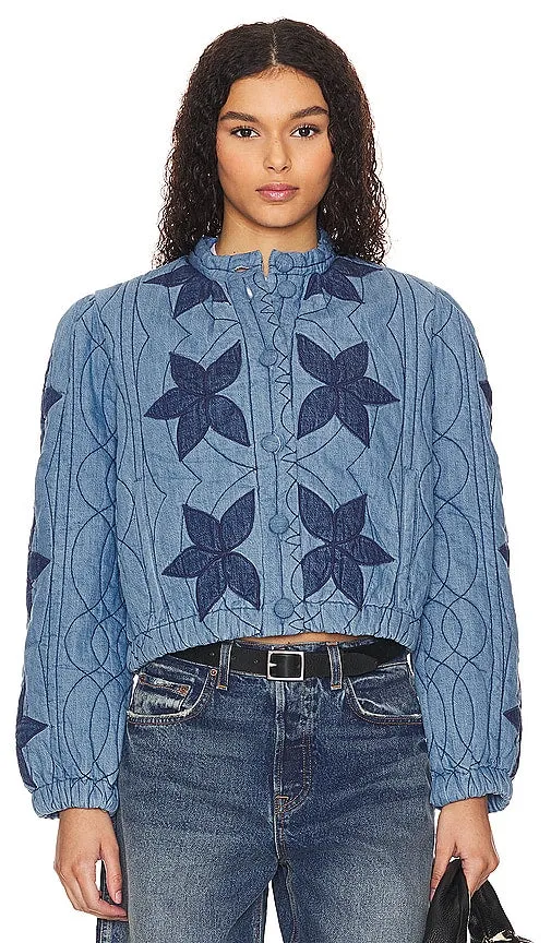 Free People Quinn Quilted Jacket in Blue