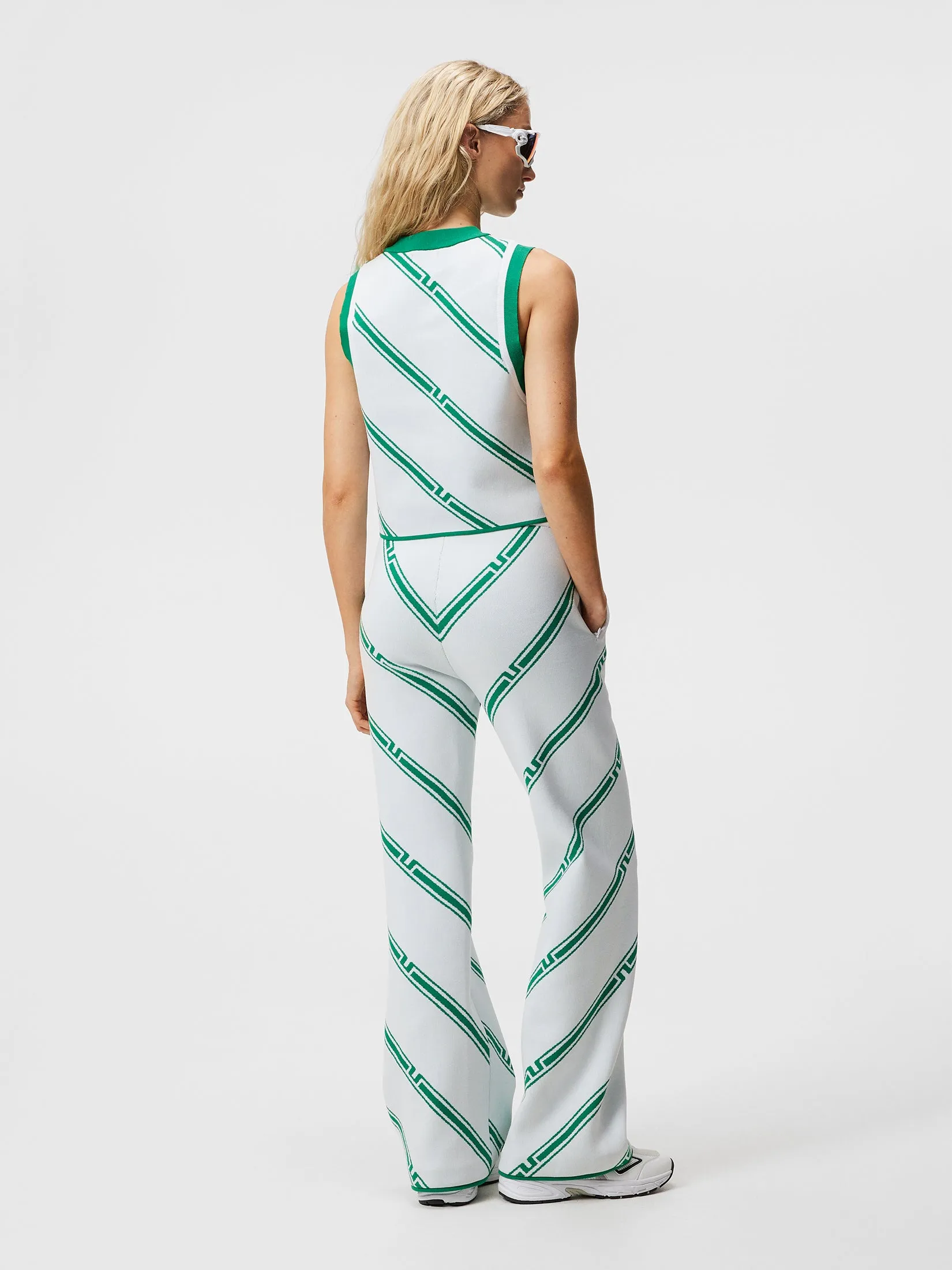 Freja Knitted Top / Green Bias Stripe