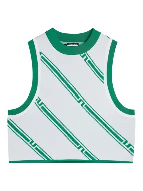Freja Knitted Top / Green Bias Stripe