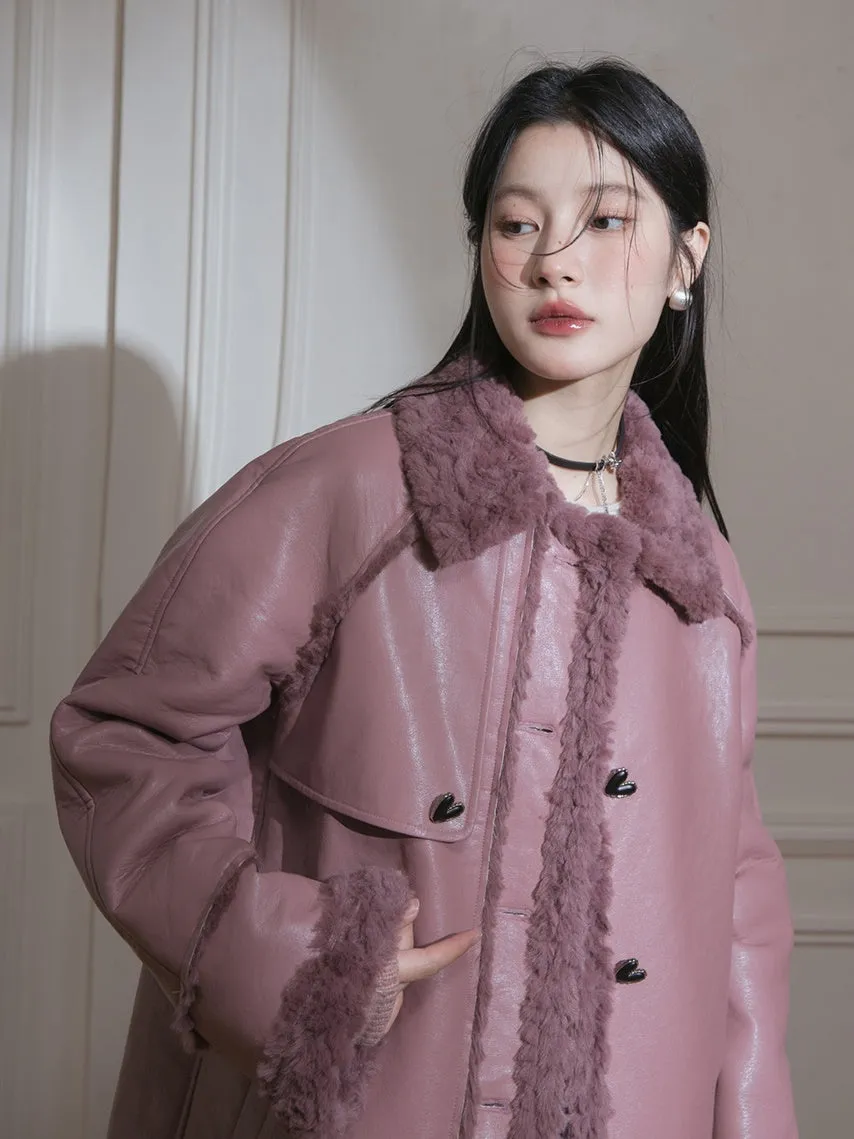 Fur Collar PU Leather Jacket