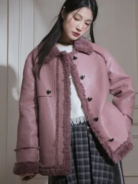 Fur Collar PU Leather Jacket