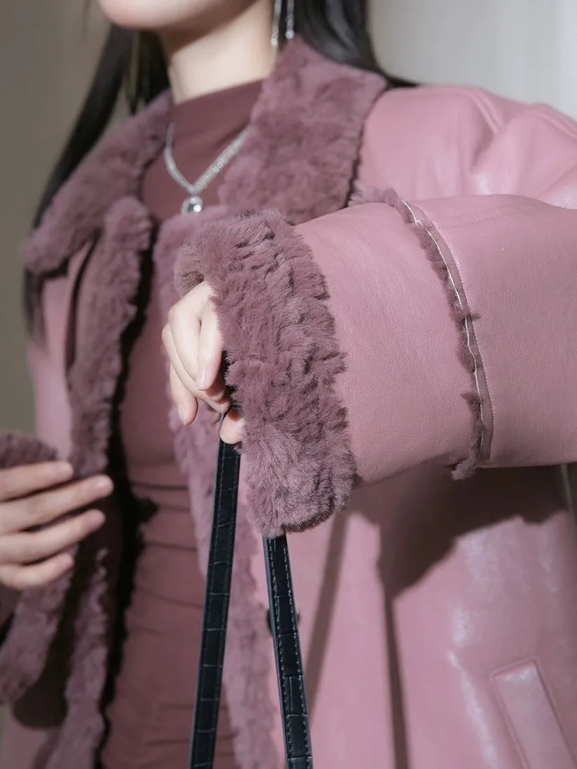 Fur Collar PU Leather Jacket