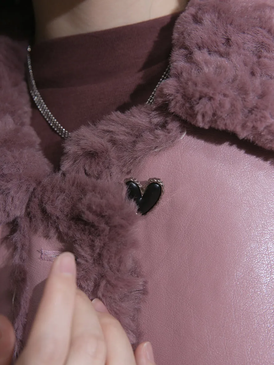 Fur Collar PU Leather Jacket
