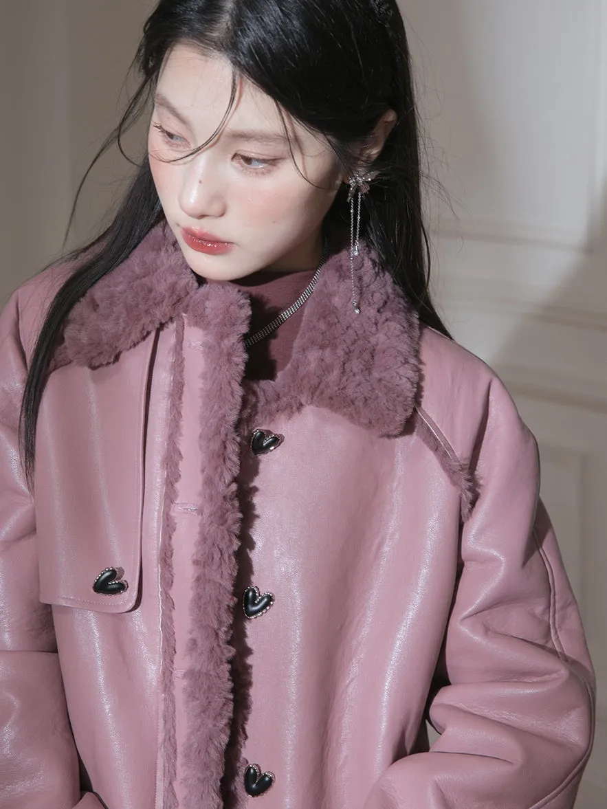 Fur Collar PU Leather Jacket
