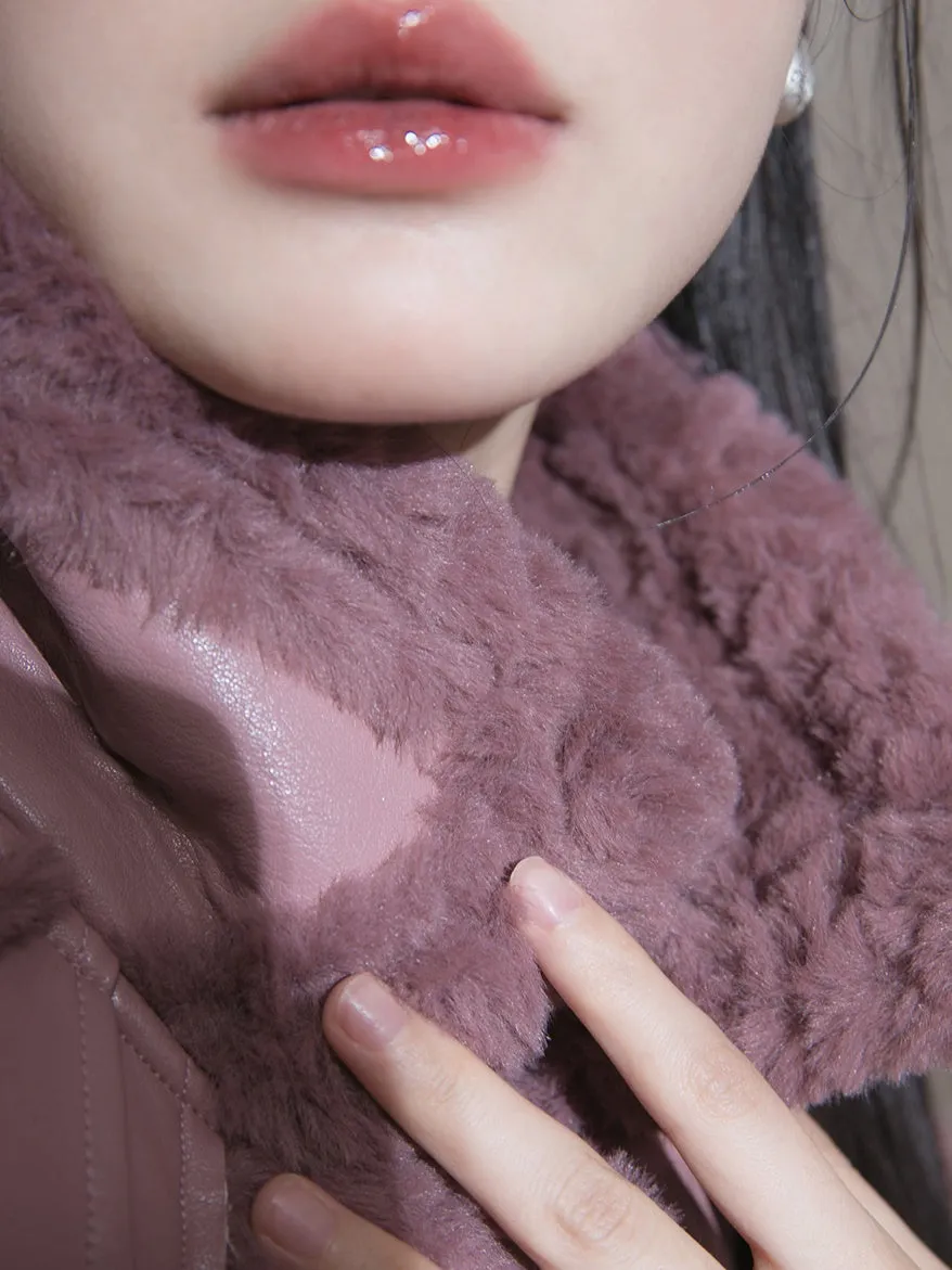 Fur Collar PU Leather Jacket