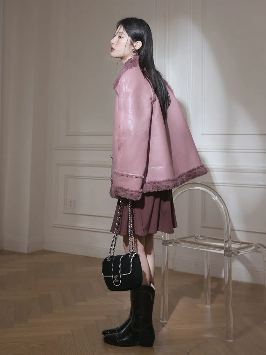 Fur Collar PU Leather Jacket