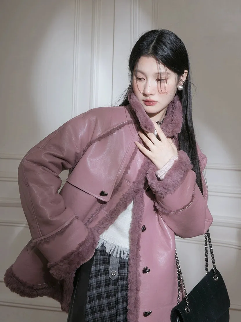 Fur Collar PU Leather Jacket
