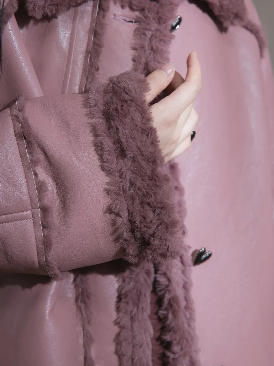 Fur Collar PU Leather Jacket