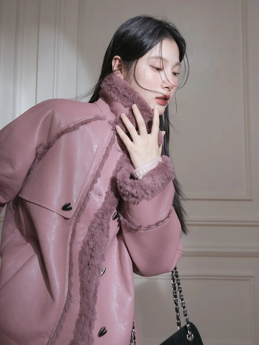 Fur Collar PU Leather Jacket