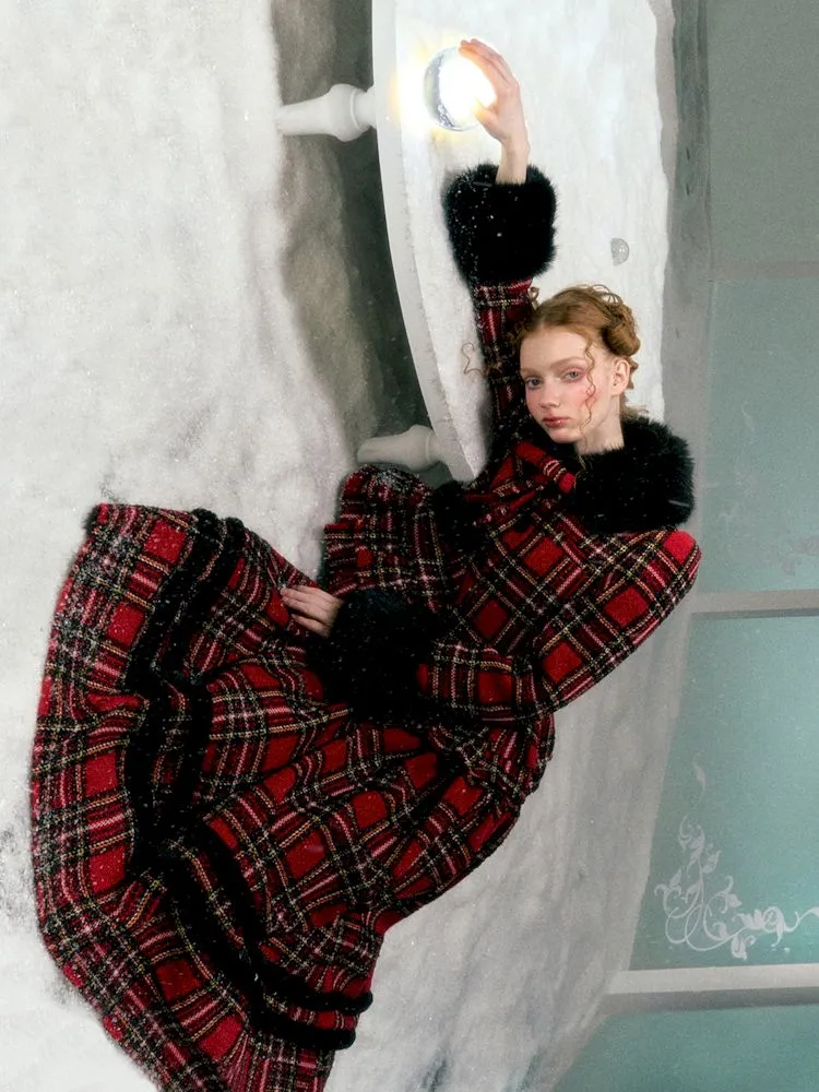 fur collar woolen coat set