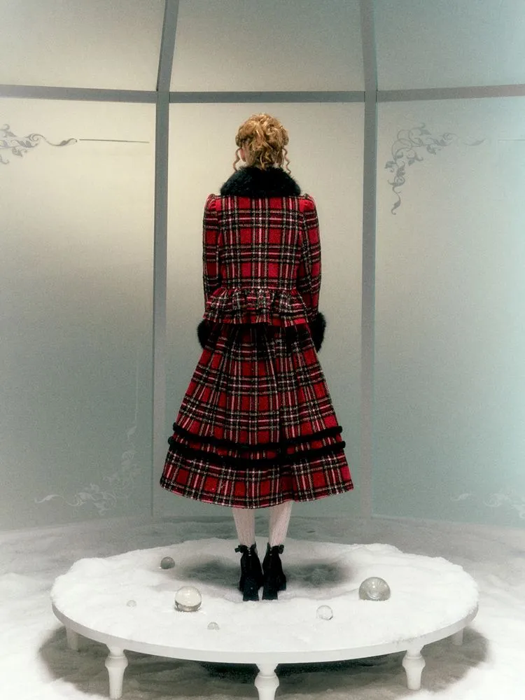 fur collar woolen coat set