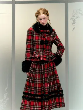fur collar woolen coat set