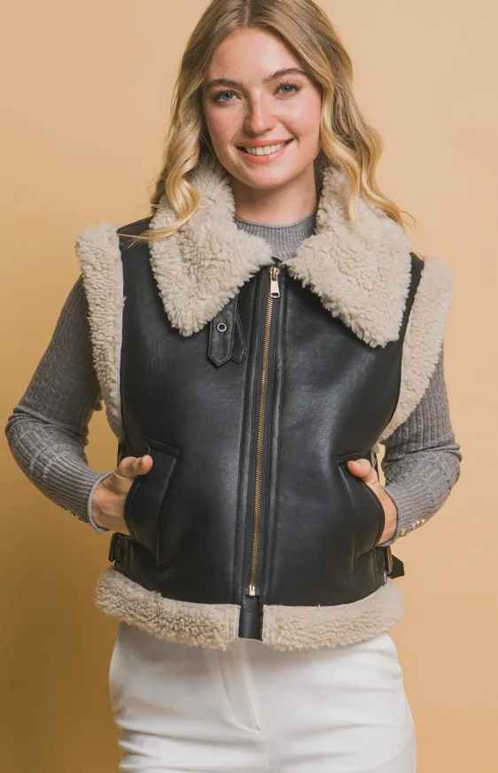 Fur-ocity Leather Vest