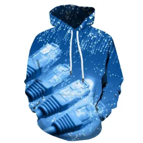 Galaxy Sweatshirts men Technology Hooded Casual Blue Sweatshirt Printed