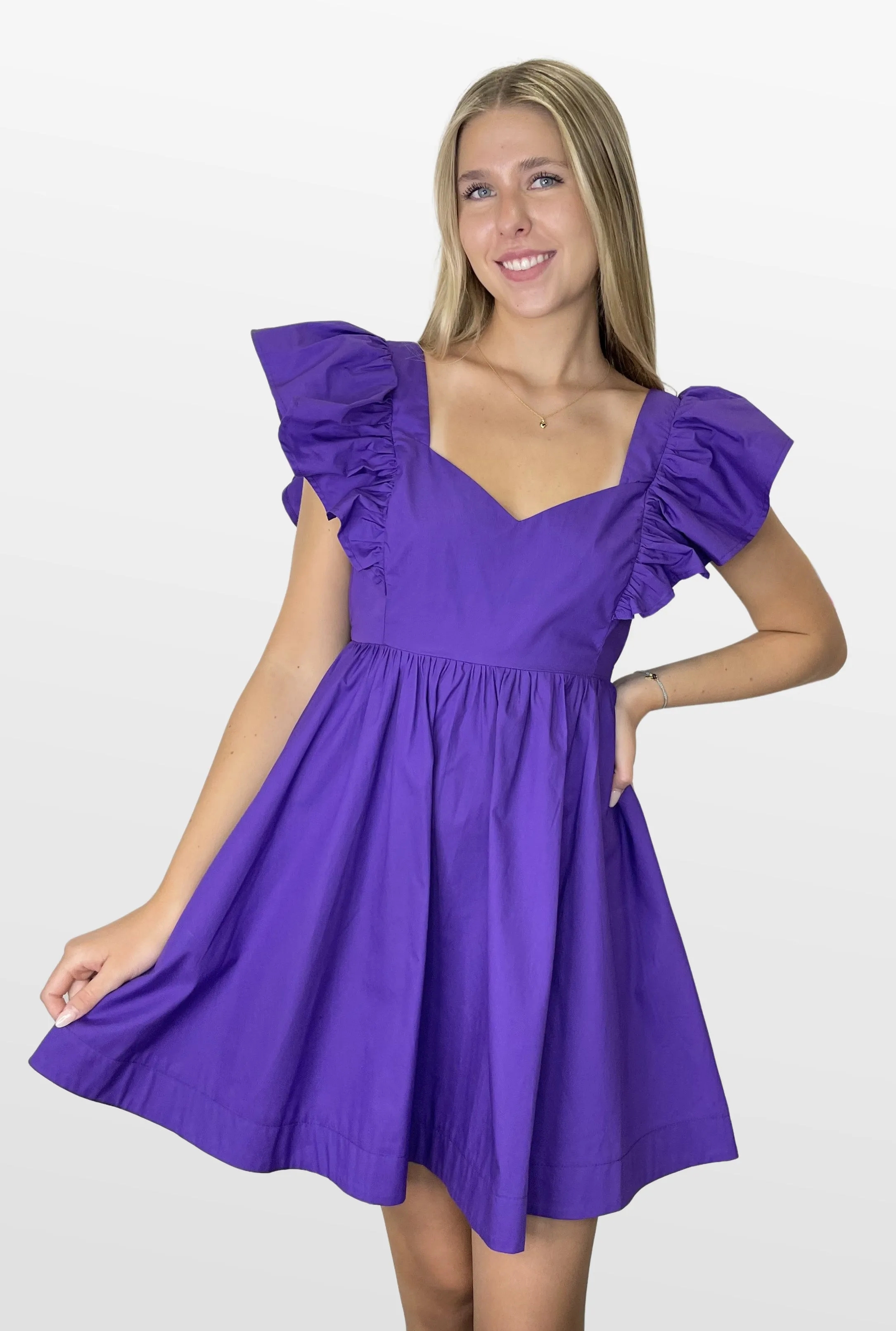 Game Plan Ruffle Shoulder Dress