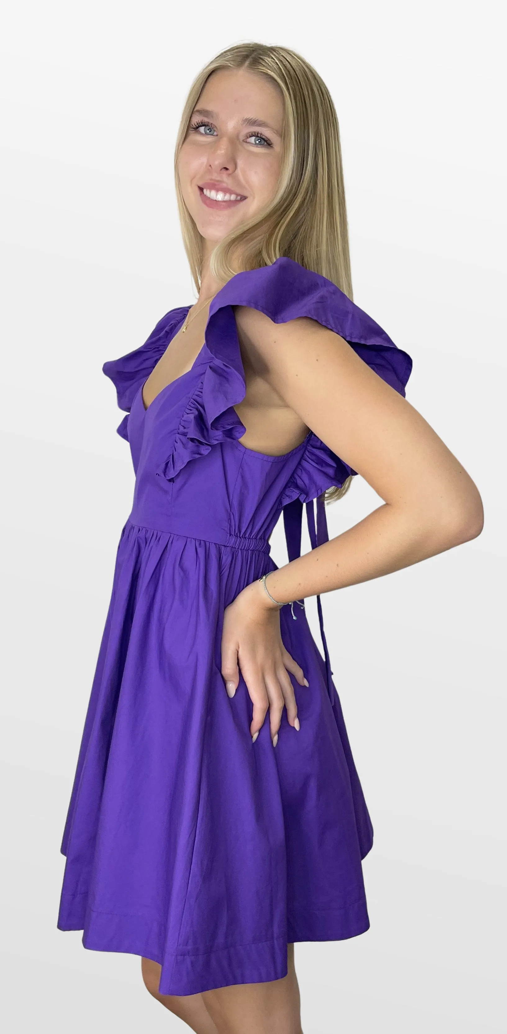 Game Plan Ruffle Shoulder Dress