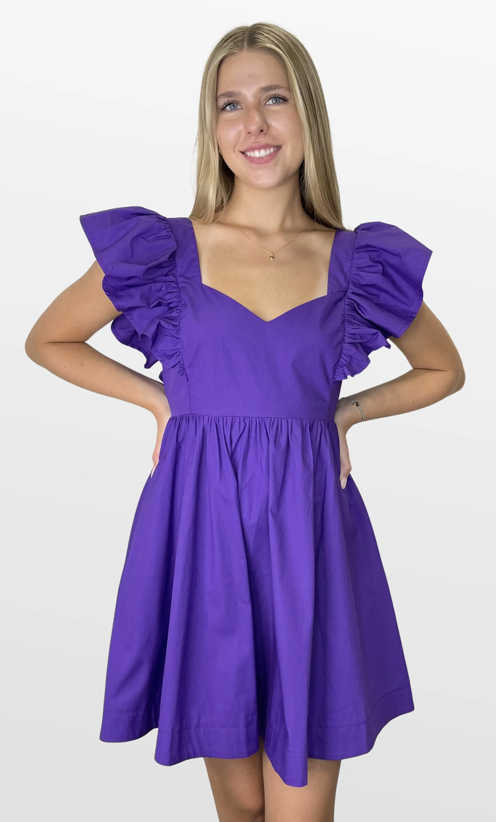 Game Plan Ruffle Shoulder Dress