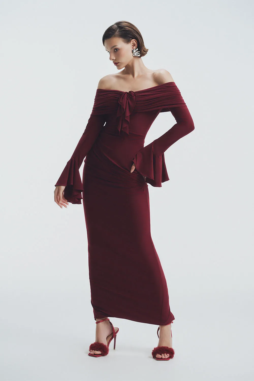 Glory Bodycon Off-Shoulder Spandex Ankle Length Dress