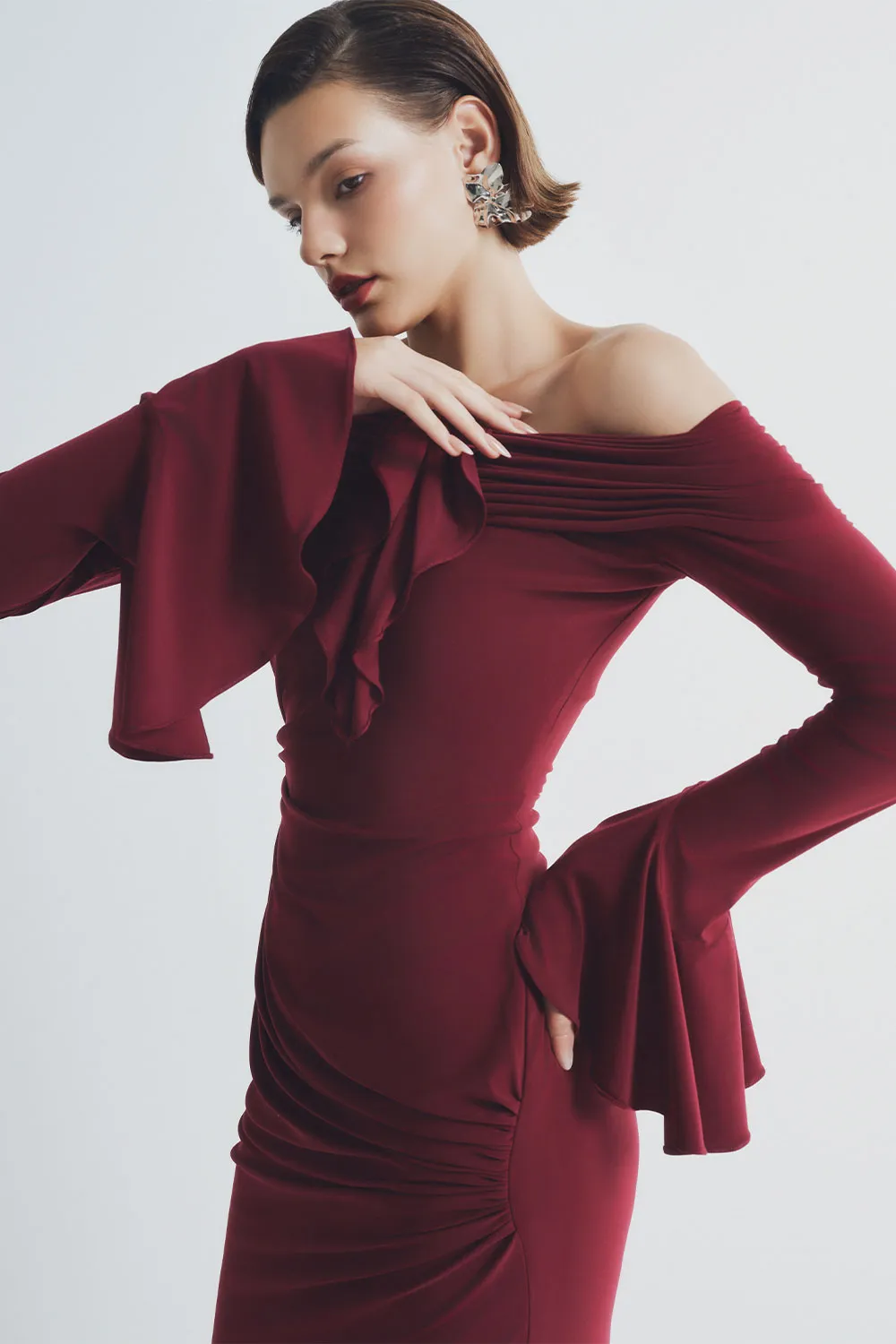 Glory Bodycon Off-Shoulder Spandex Ankle Length Dress