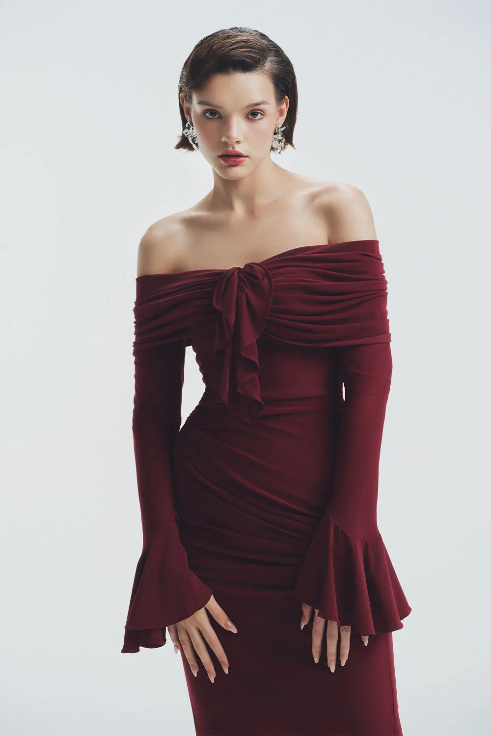 Glory Bodycon Off-Shoulder Spandex Ankle Length Dress