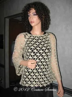 Handmade Crocheted Lace Top Overlay, Natural