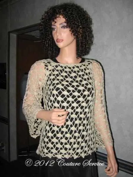 Handmade Crocheted Lace Top Overlay, Natural