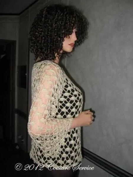 Handmade Crocheted Lace Top Overlay, Natural