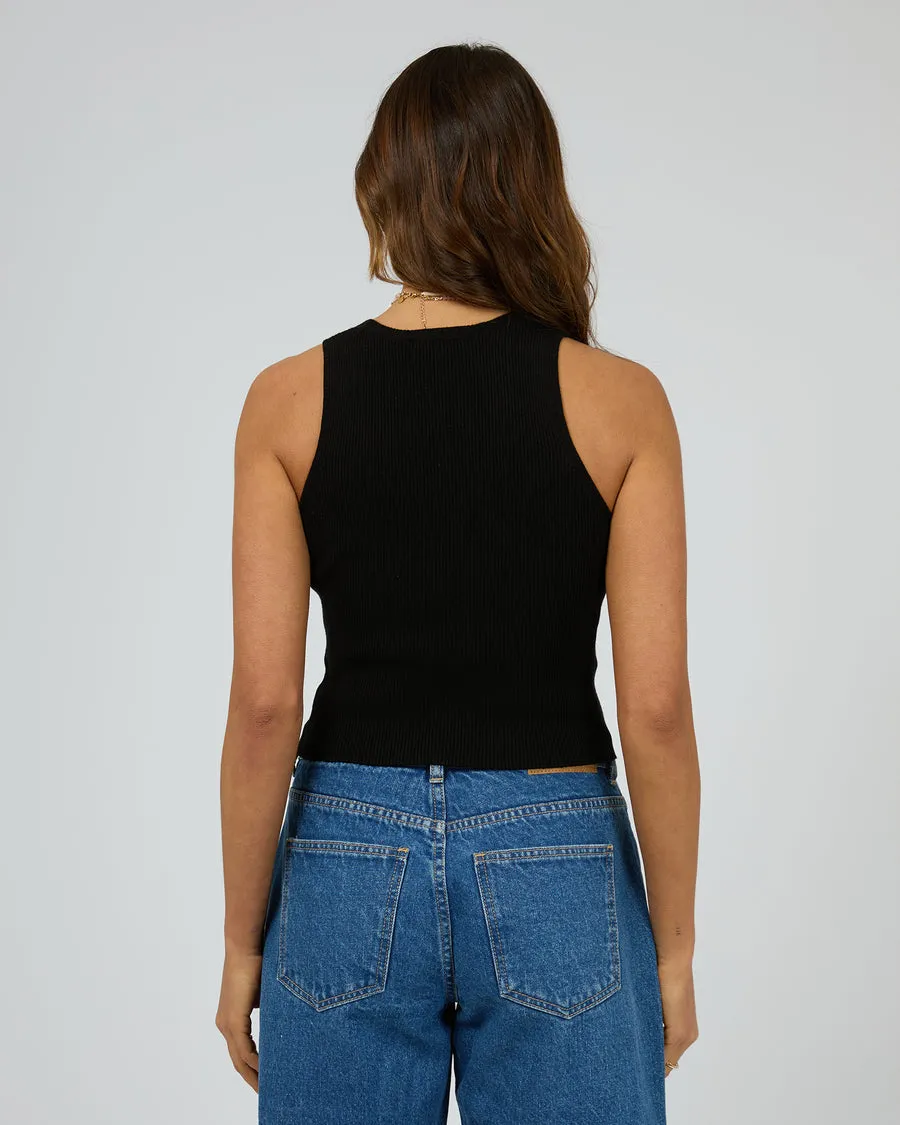 Henley Knit Vest | Black