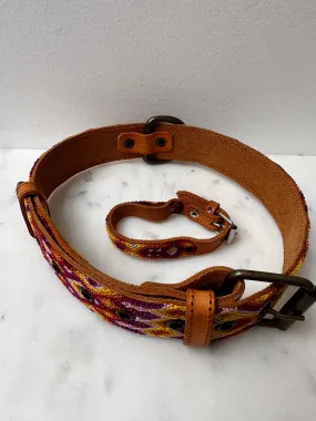 Huichol Embroidered Wide Dog Collar XL4