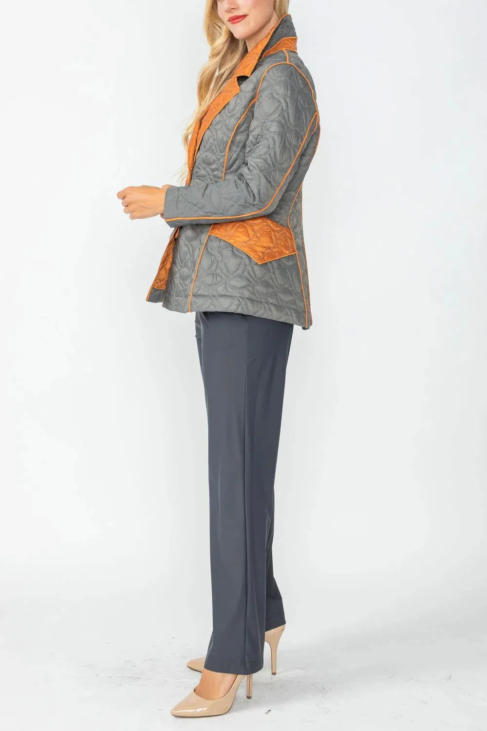 IC COLLECTION Jacket - 4790J - CHARCOAL & CARAMEL