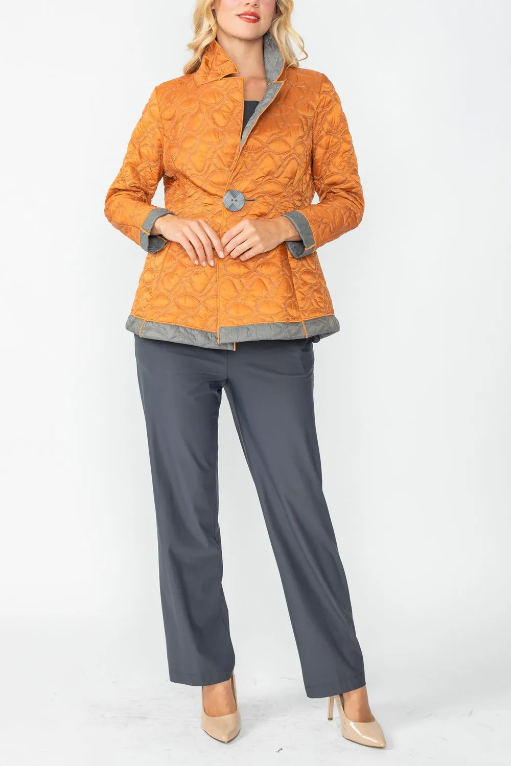 IC COLLECTION Jacket - 4790J - CHARCOAL & CARAMEL
