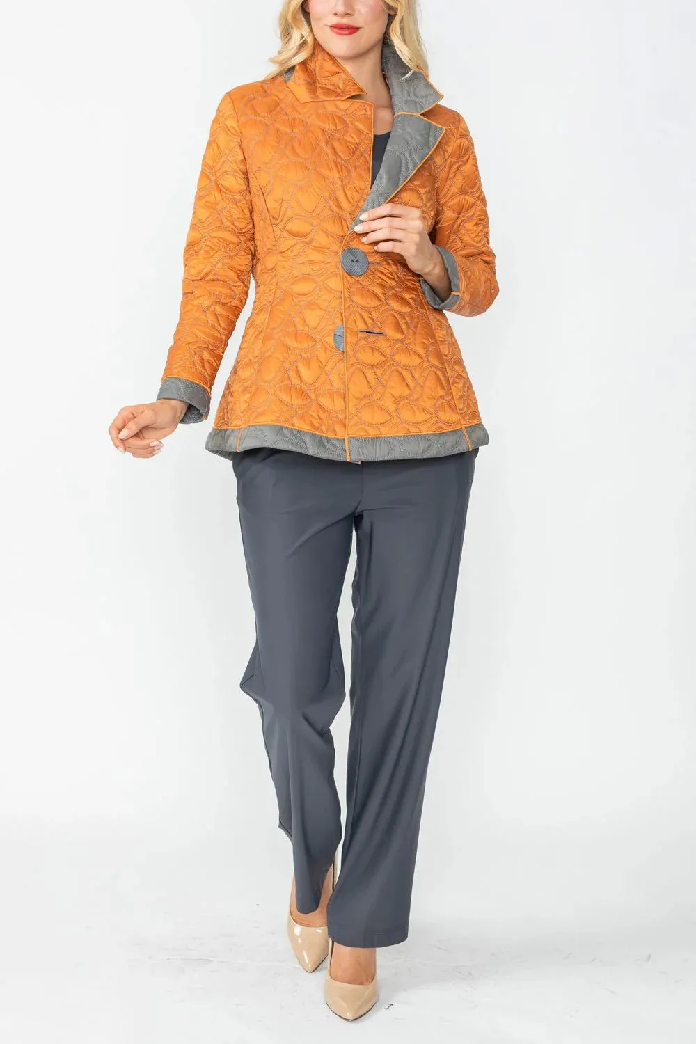 IC COLLECTION Jacket - 4790J - CHARCOAL & CARAMEL