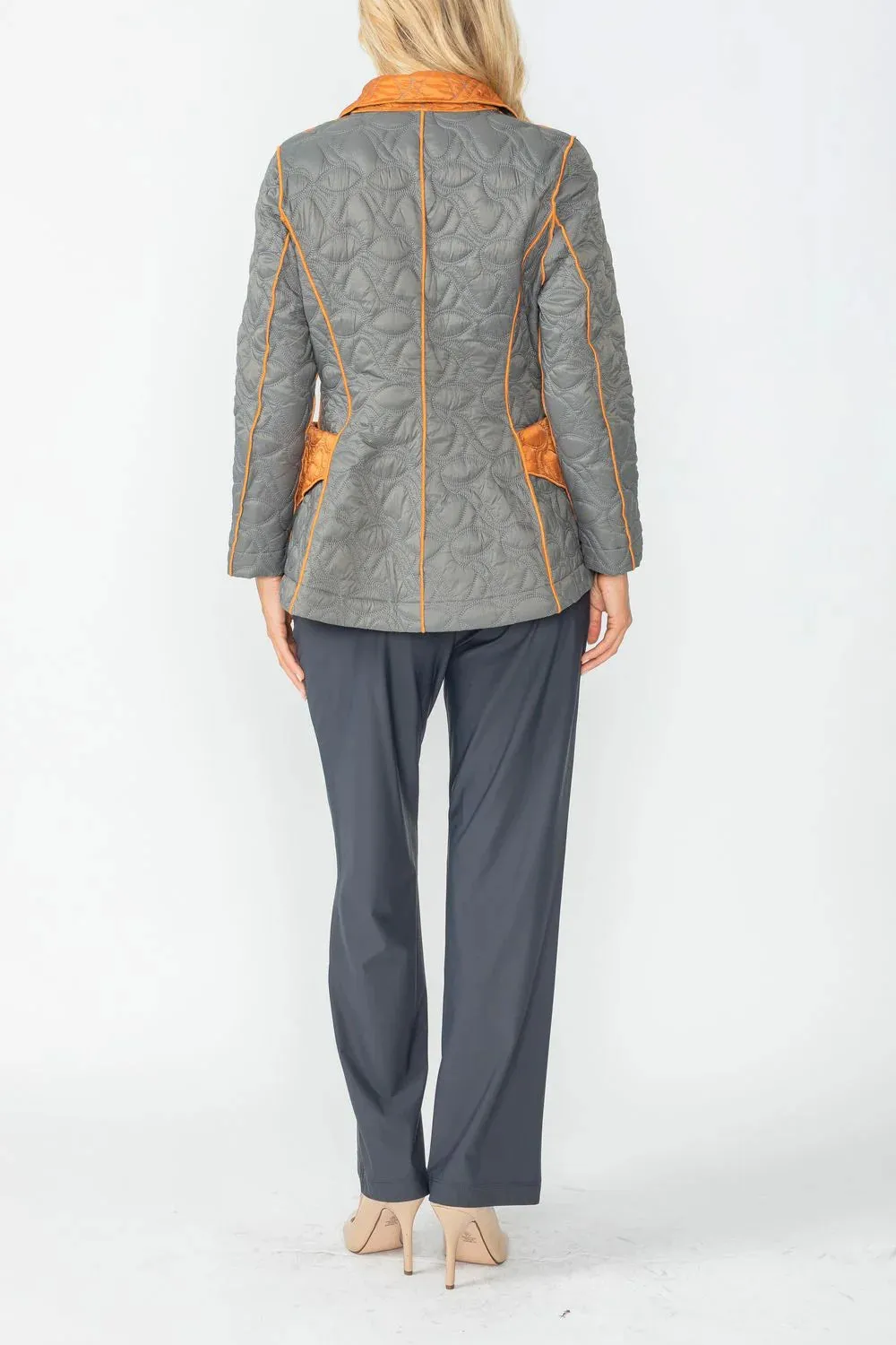 IC COLLECTION Jacket - 4790J - CHARCOAL & CARAMEL