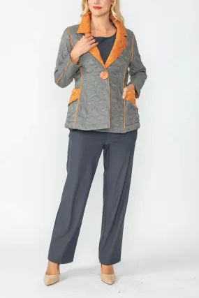 IC COLLECTION Jacket - 4790J - CHARCOAL & CARAMEL