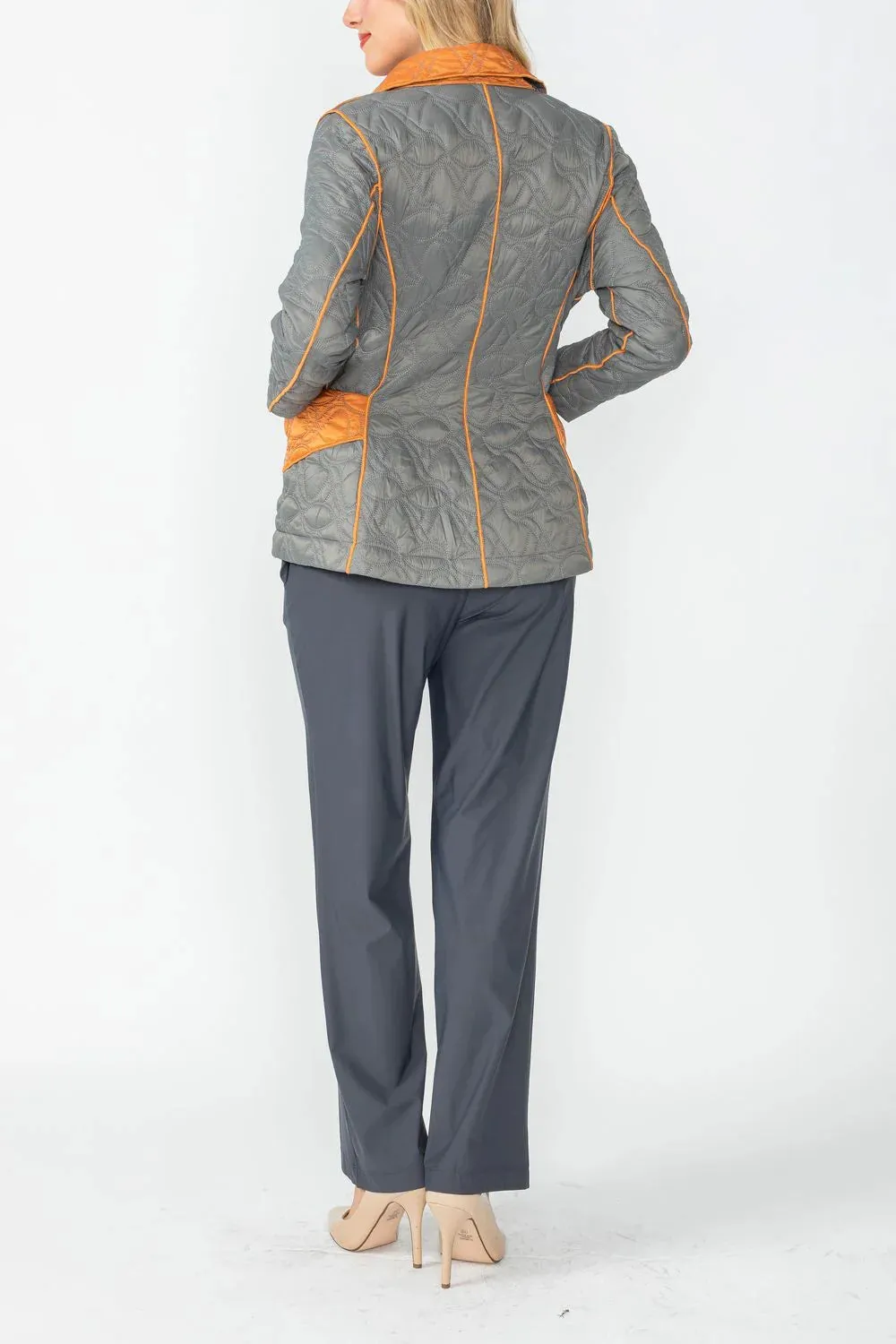 IC COLLECTION Jacket - 4790J - CHARCOAL & CARAMEL