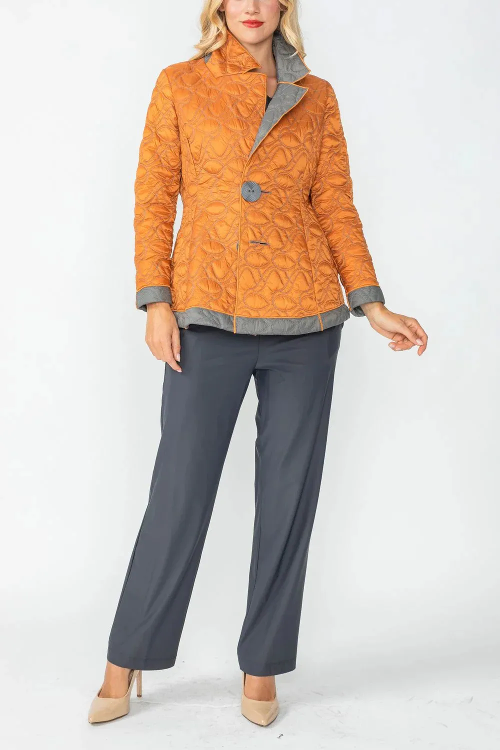 IC COLLECTION Jacket - 4790J - CHARCOAL & CARAMEL