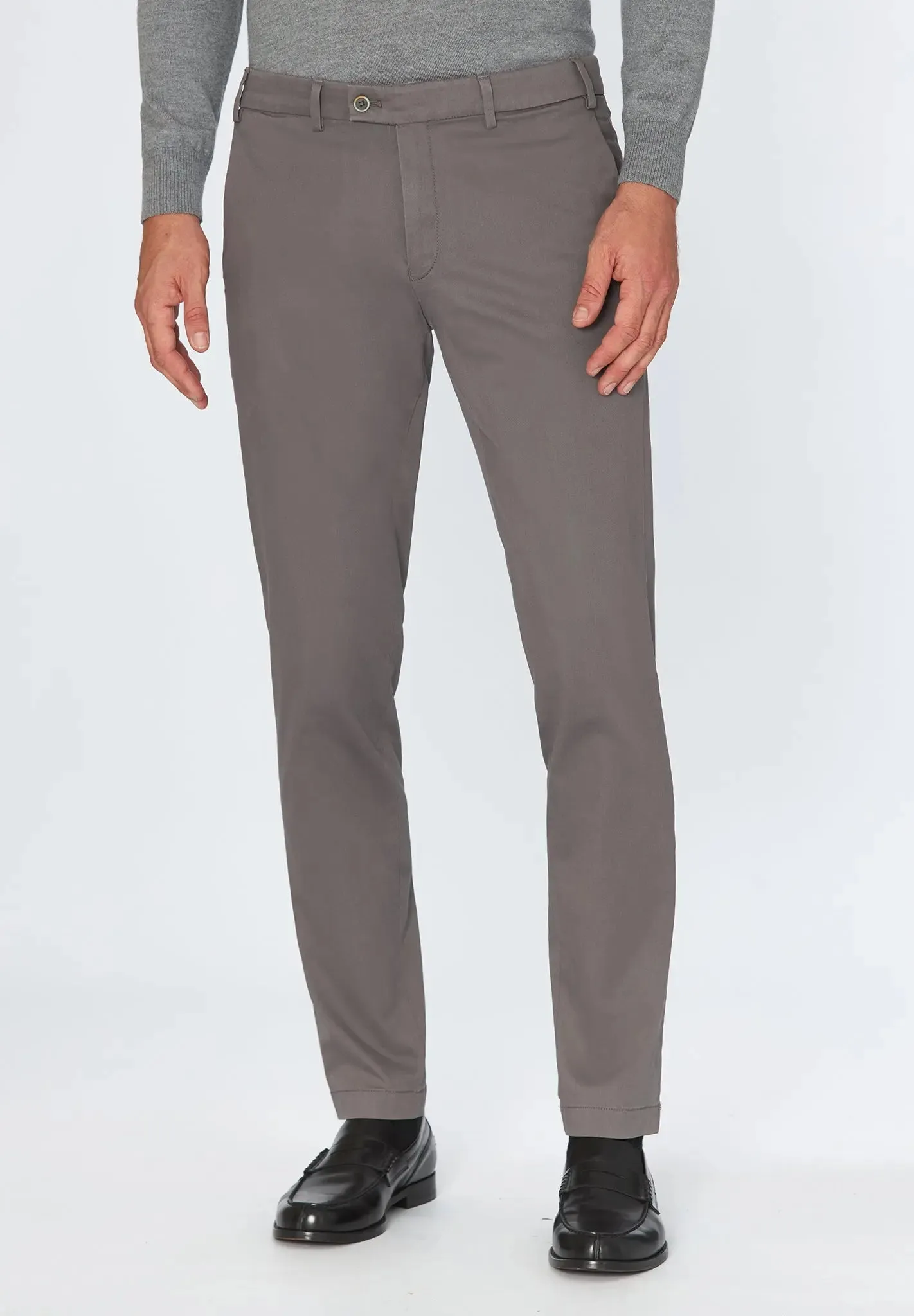 ID24786-Hiltl- Grey Tricotine Cotton Trouser