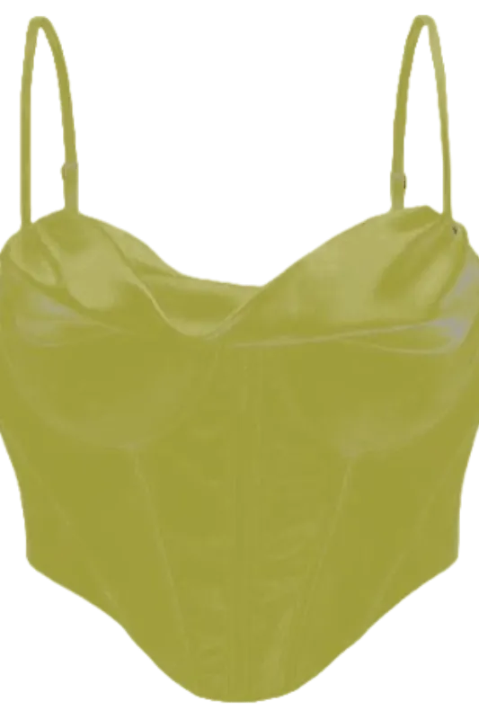 Indi Satin Crop Top - Olive Green