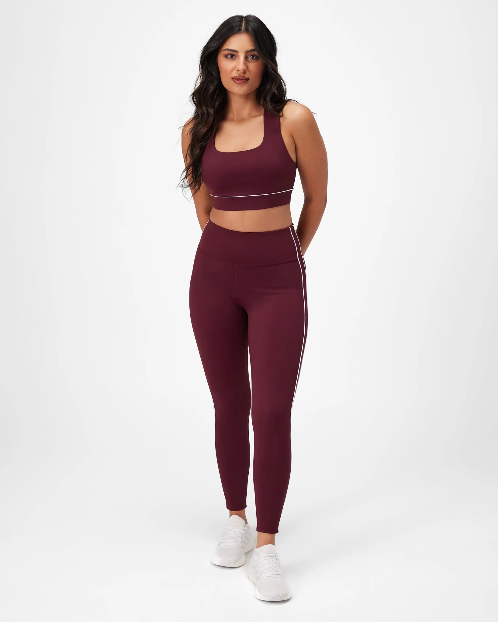 INSPORT WOMENS SWIFT PIPING FULL LENGTH TIGHT BURGUNDY