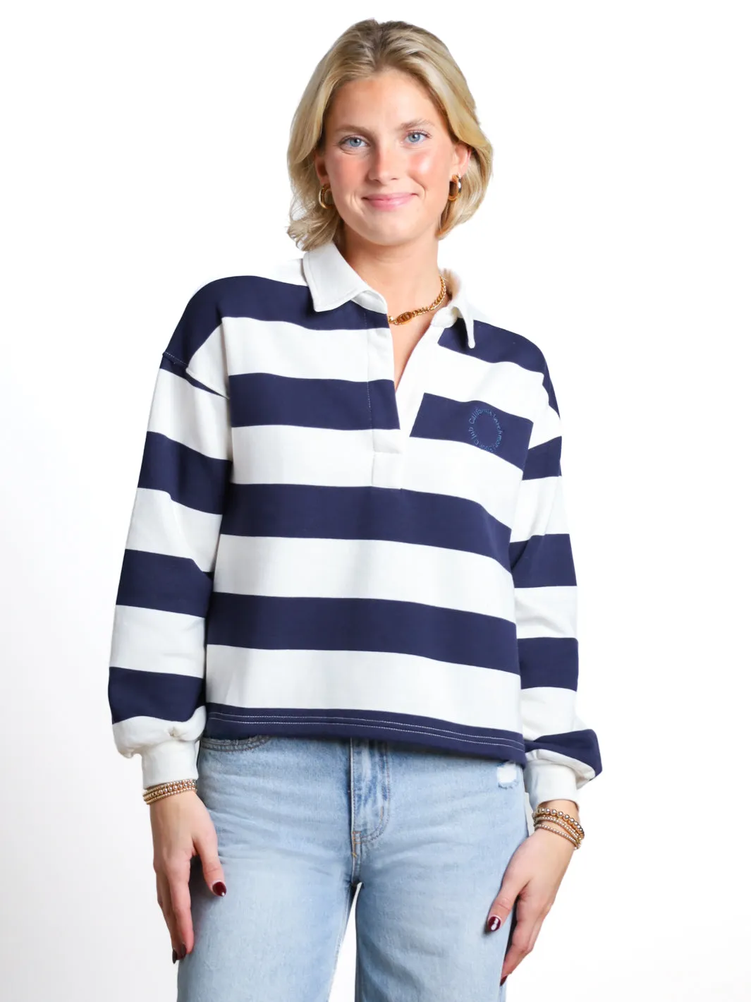 Just Thinking Collared Striped Knit Top