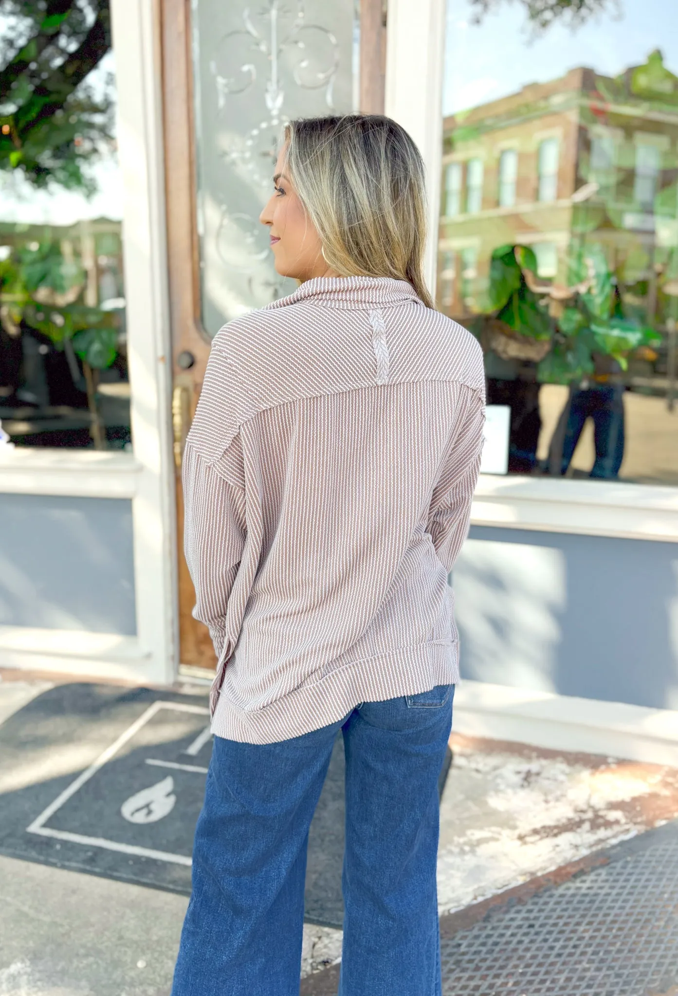 Kayla Corded Pullover in Toast