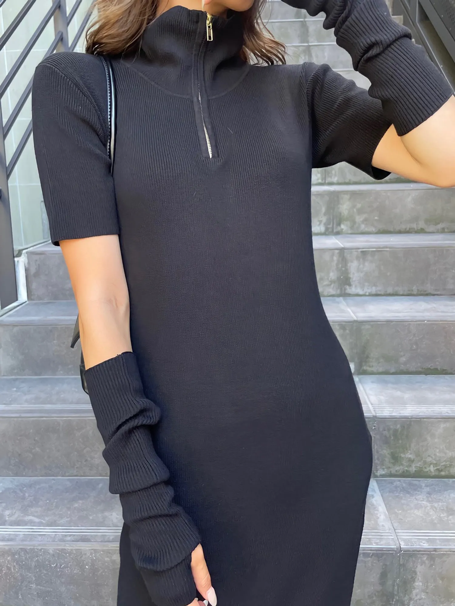 Knit slit dress